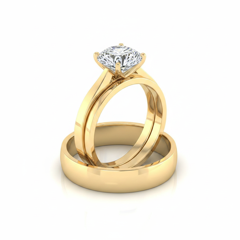 The Elena Matching Wedding Band, Round in 18K Yellow Gold