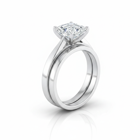 The Elena Matching Wedding Band, Asscher in Platinum