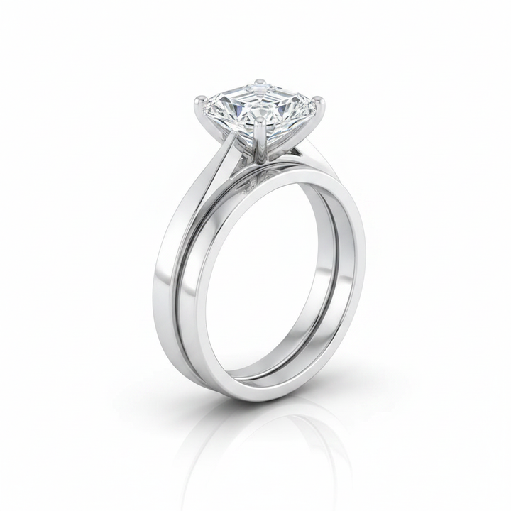 The Elena Matching Wedding Band, Asscher in Platinum | RockHer