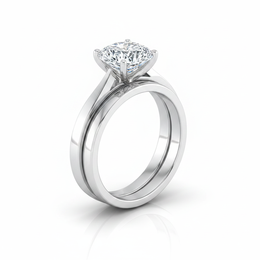 The Elena Matching Wedding Band, Cushion in Platinum