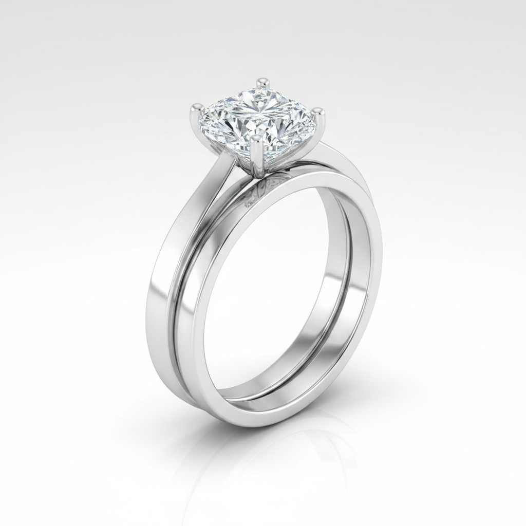 The Elena Matching Wedding Band, Heart in Platinum