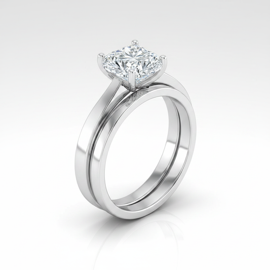 The Elena Matching Wedding Band, Heart in Platinum