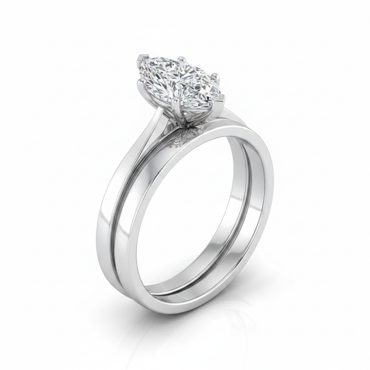 The Elena Matching Wedding Band, Marquise in Platinum
