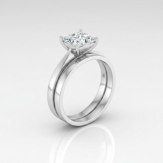 The Elena Matching Wedding Band, Princess in Platinum
