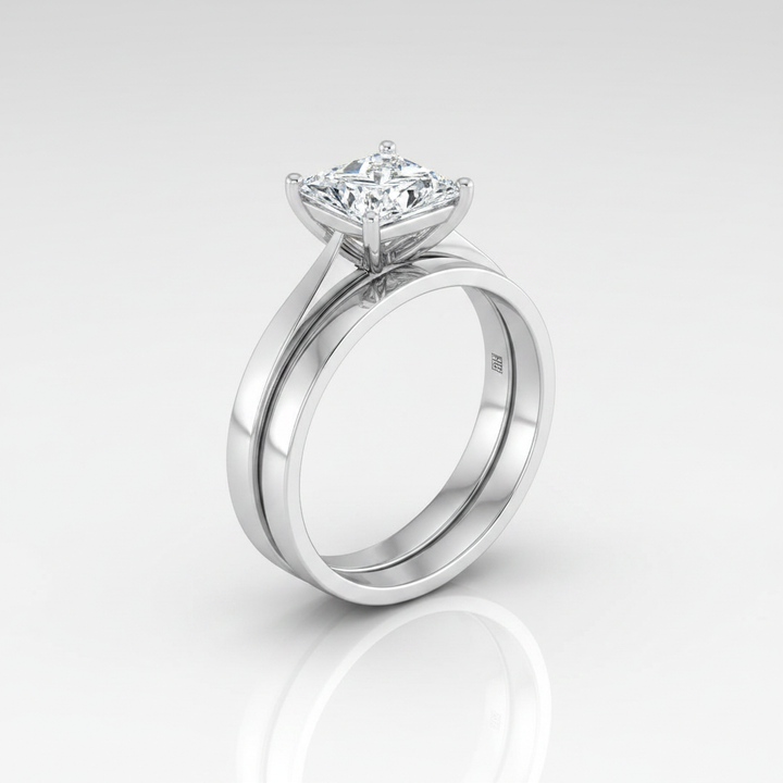 The Elena Matching Wedding Band, Princess in Platinum | RockHer