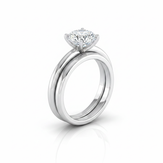 The Elettra Matching Wedding Band, Round in 18K White Gold