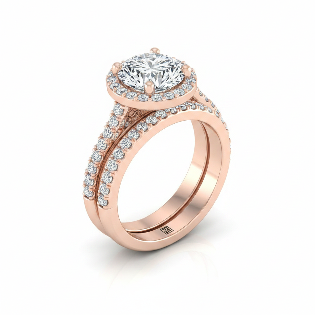 The Ella Matching Wedding Band, Round in 14K Rose Gold