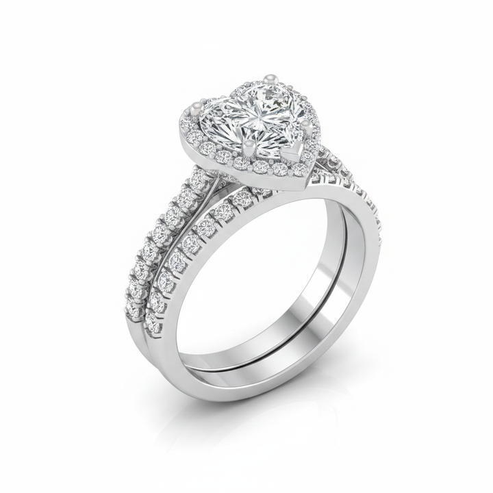 The Ella Matching Wedding Band, Heart in 18K White Gold