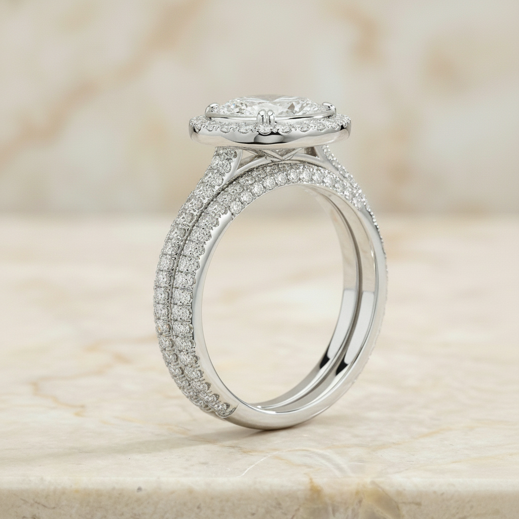 The Ella Matching Wedding Band, Oval in 18K White Gold