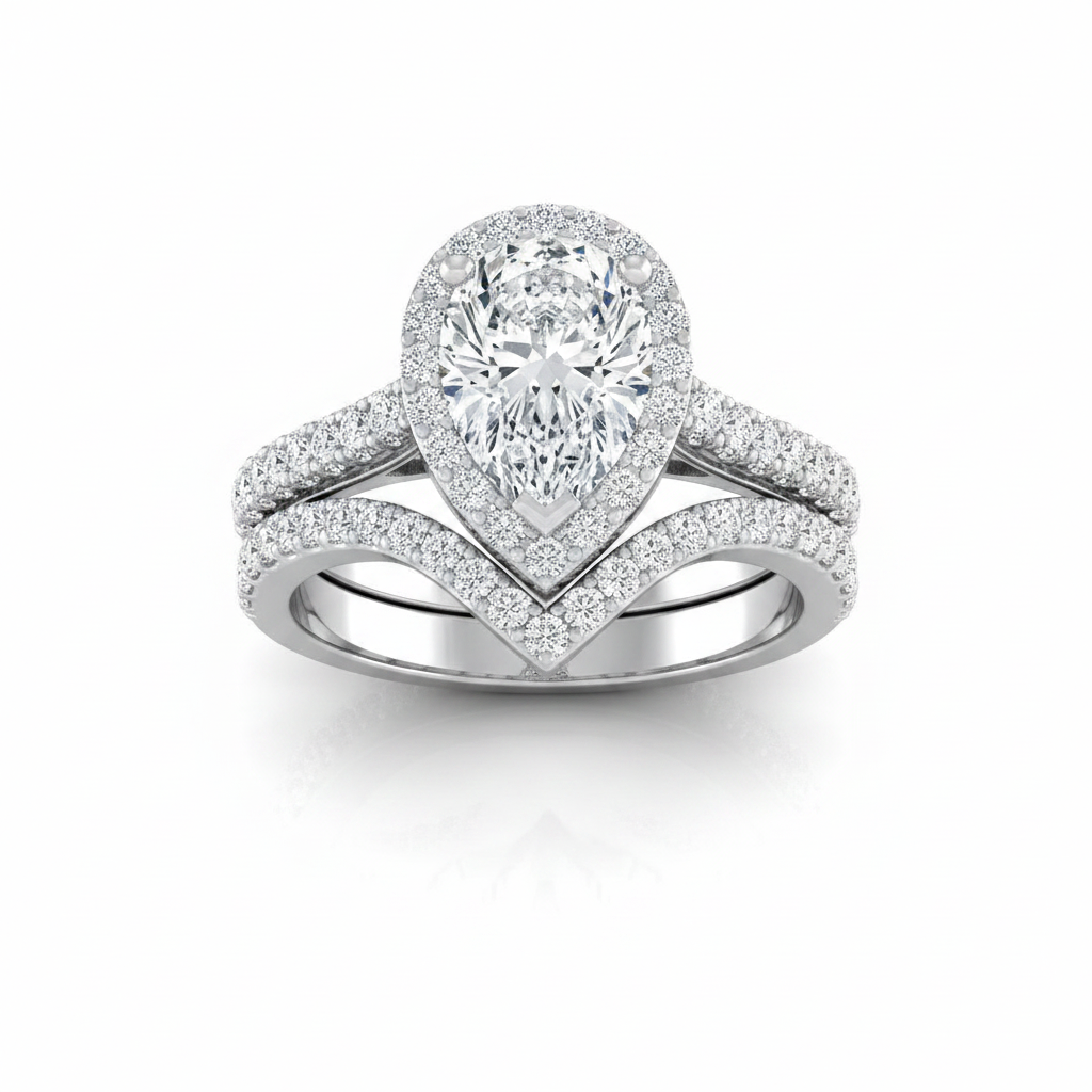 The Ella Matching Wedding Band, Pear in 18K White Gold