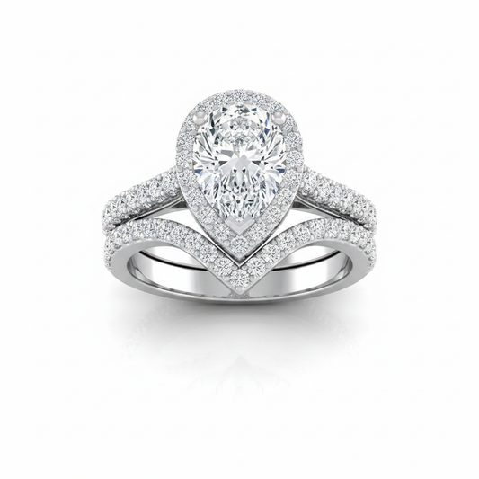 The Ella Matching Wedding Band, Pear in 18K White Gold