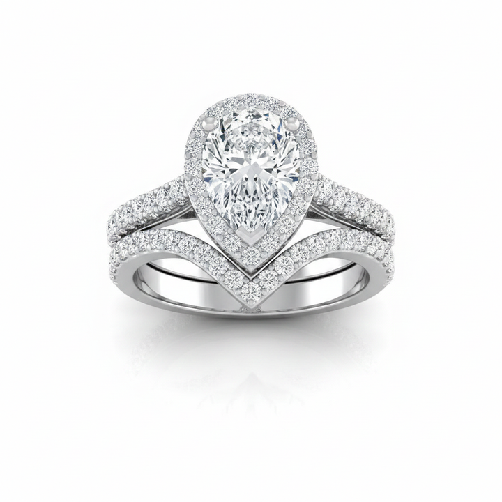 The Ella Matching Wedding Band, Pear in 18K White Gold
