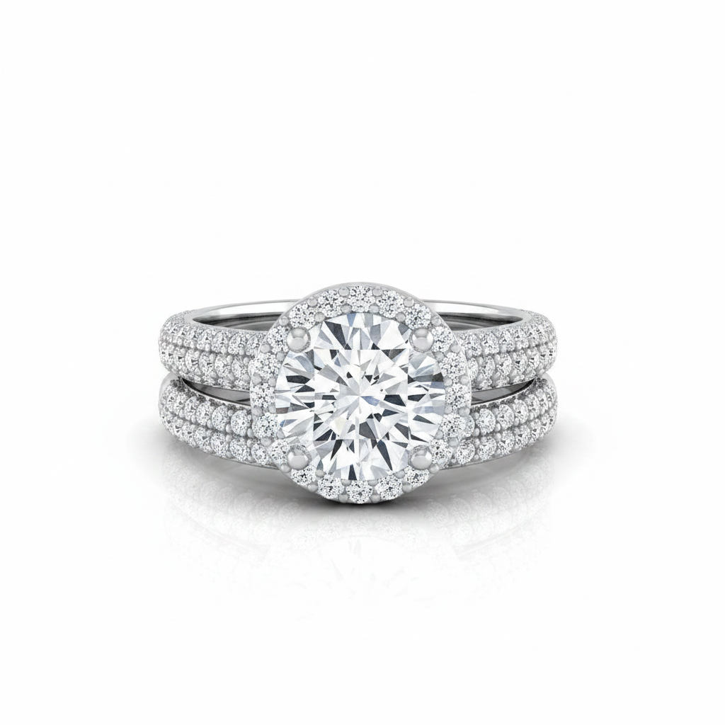 The Ella Matching Wedding Band, Round in 18K White Gold