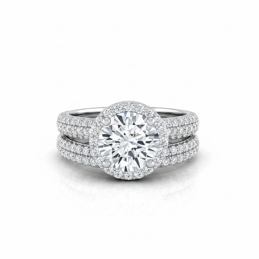The Ella Matching Wedding Band, Round in 18K White Gold