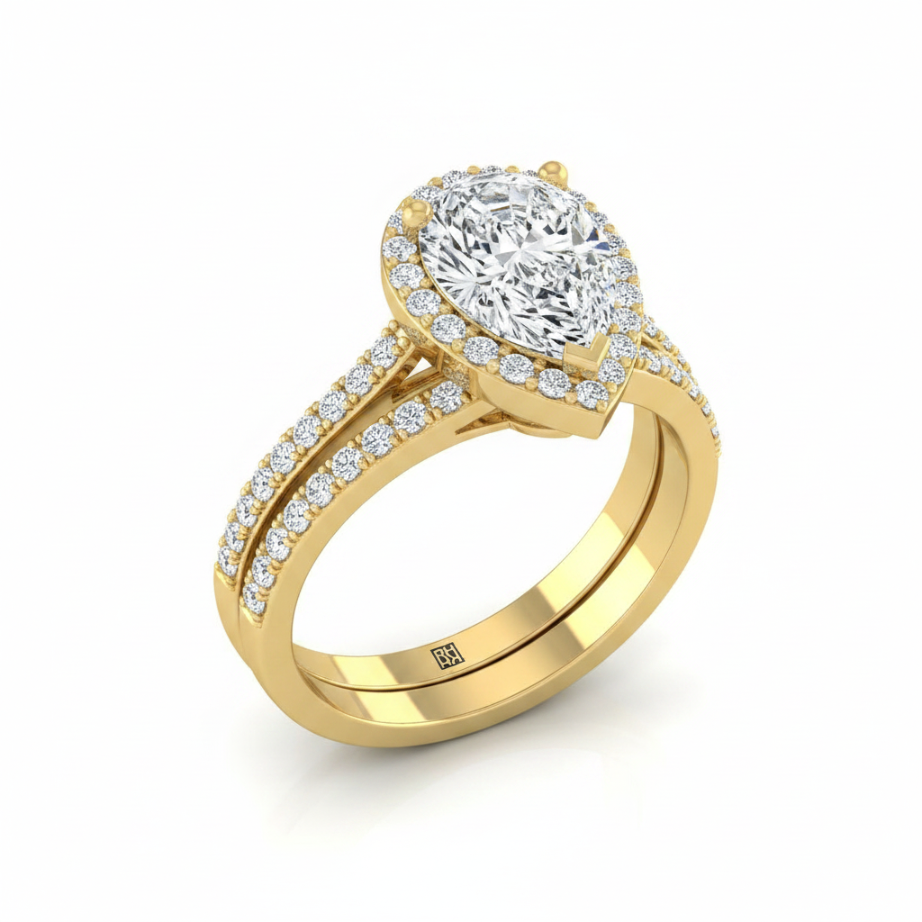 The Ella Matching Wedding Band, Pear in 18K Yellow Gold
