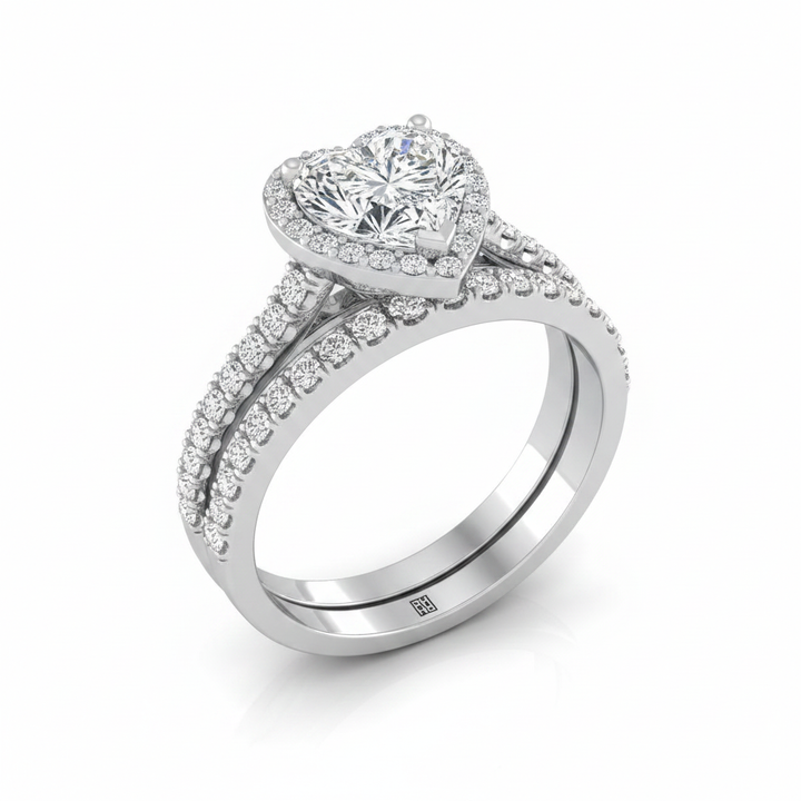 The Ella Matching Wedding Band, Heart in Platinum | RockHer