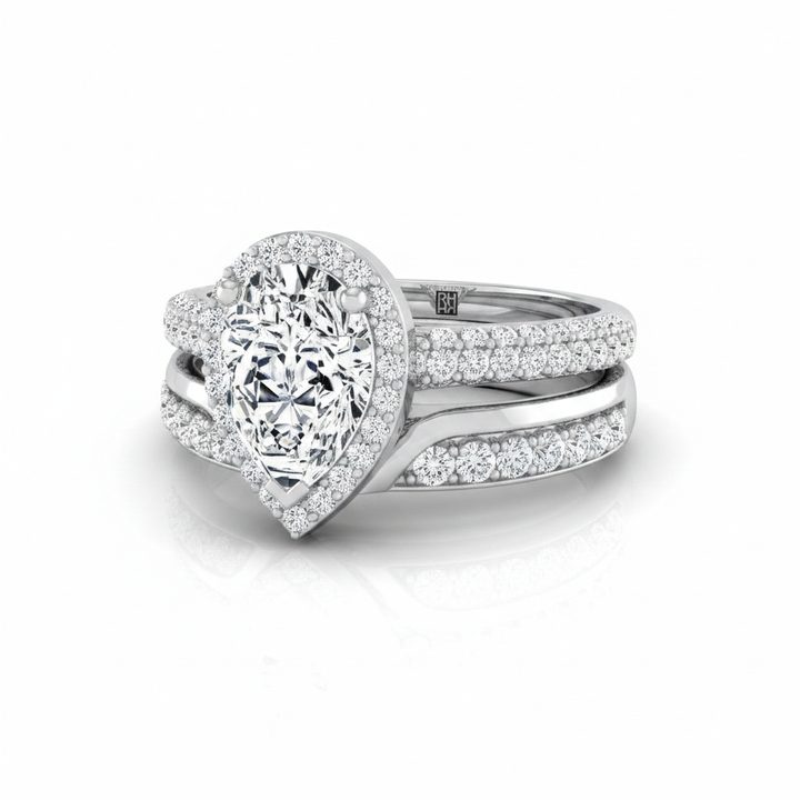 The Ella Matching Wedding Band, Pear in Platinum | RockHer