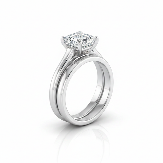 The Ellie Matching Wedding Band, Asscher in 18K White Gold