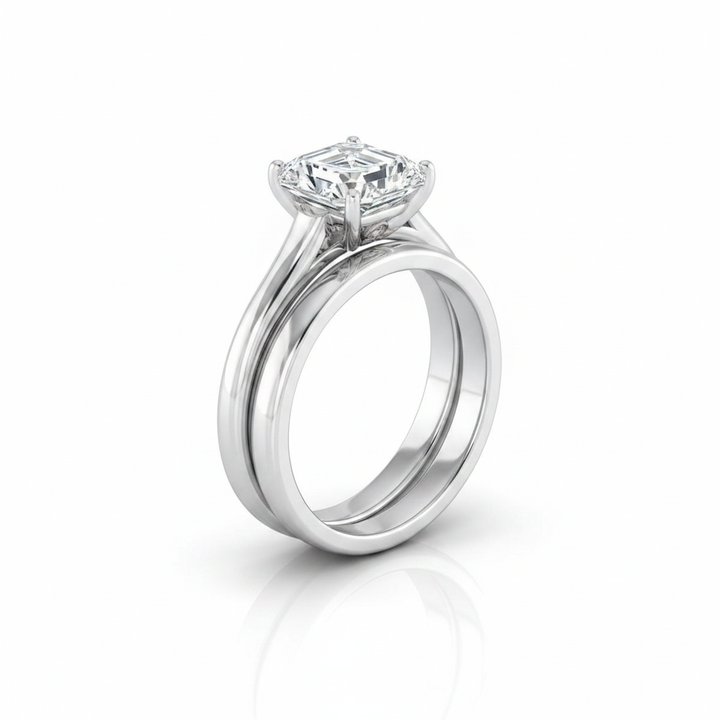 The Ellie Matching Wedding Band, Asscher in 18K White Gold | RockHer