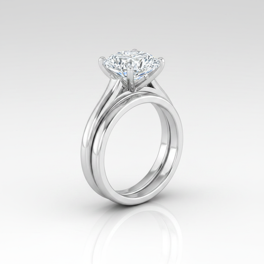 The Ellie Matching Wedding Band, Cushion in 18K White Gold