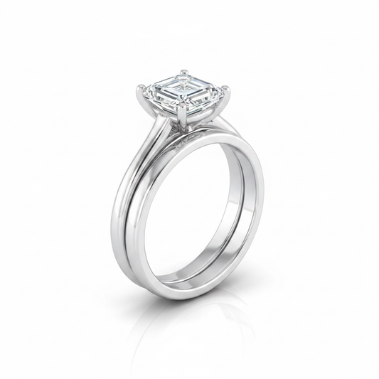 The Ellie Matching Wedding Band, Emerald in 18K White Gold