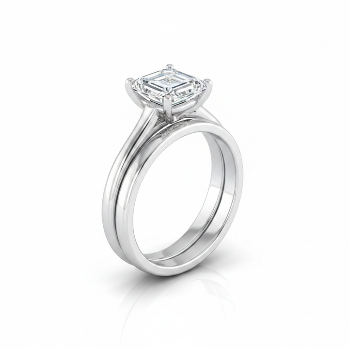 The Ellie Matching Wedding Band, Emerald in 18K White Gold | RockHer