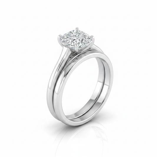 The Ellie Matching Wedding Band, Heart in 18K White Gold