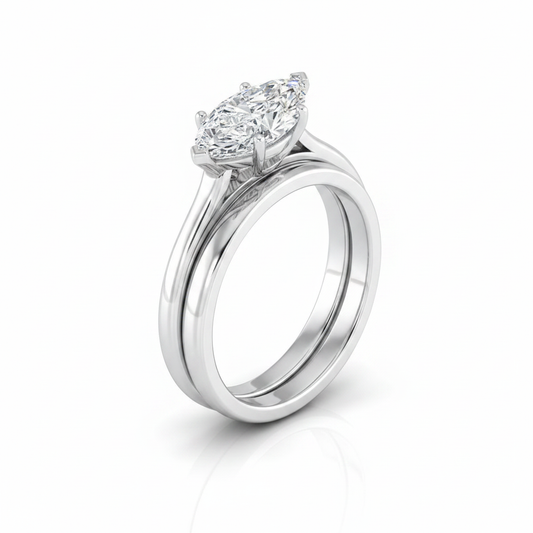 The Ellie Matching Wedding Band, Marquise in 18K White Gold