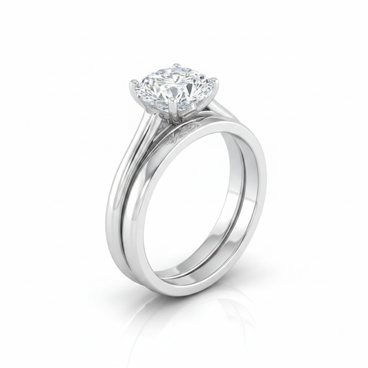 The Ellie Matching Wedding Band, Oval in 18K White Gold