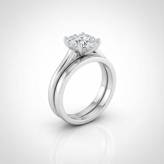 The Ellie Matching Wedding Band, Pear in 18K White Gold