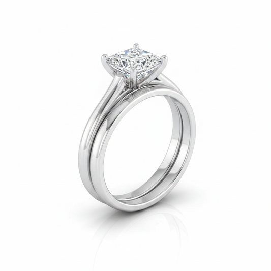 The Ellie Matching Wedding Band, Princess in 18K White Gold