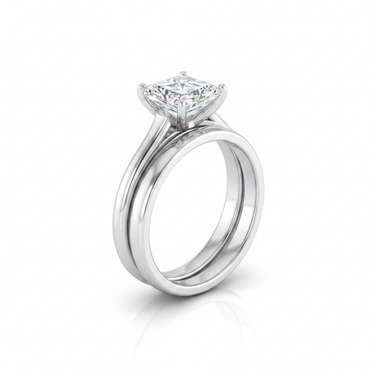 The Ellie Matching Wedding Band, Radiant in 18K White Gold