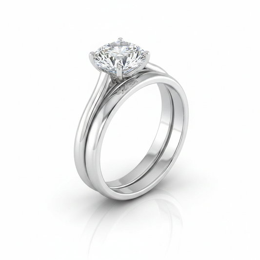 The Ellie Matching Wedding Band, Round in 18K White Gold