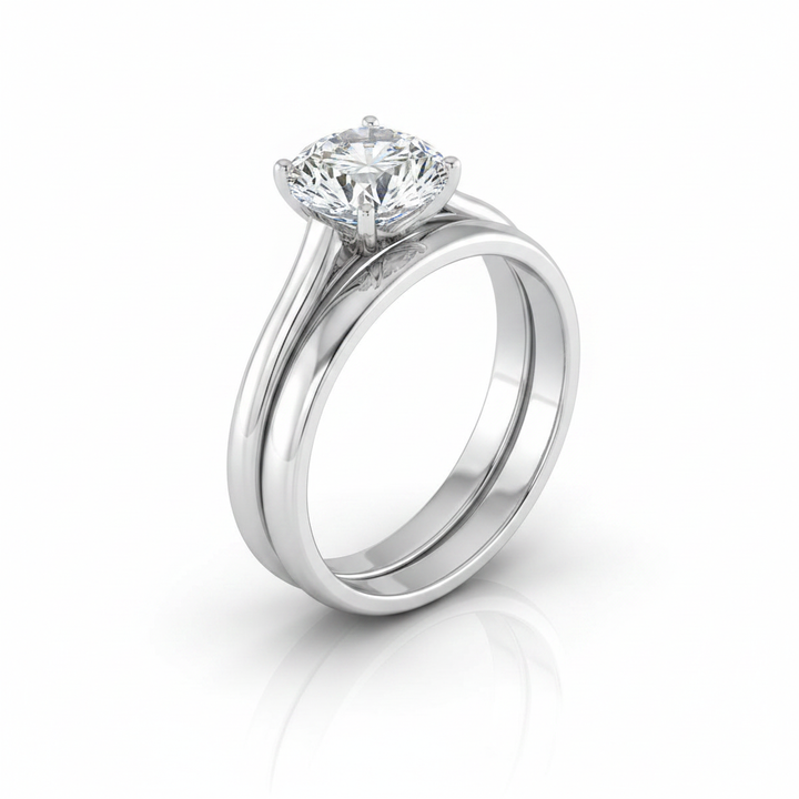 The Ellie Matching Wedding Band, Round in 18K White Gold | RockHer