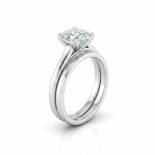 The Ellie Matching Wedding Band, Asscher in Platinum