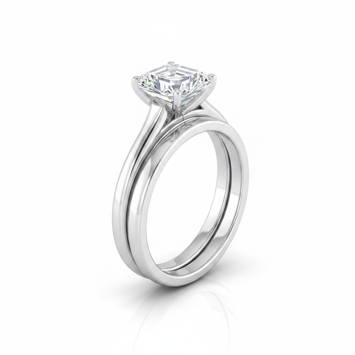 The Ellie Matching Wedding Band, Asscher in Platinum | RockHer
