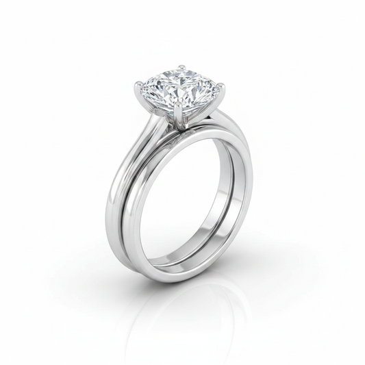 The Ellie Matching Wedding Band, Cushion in Platinum