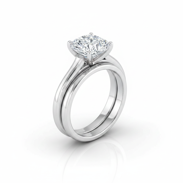 The Ellie Matching Wedding Band, Cushion in Platinum | RockHer