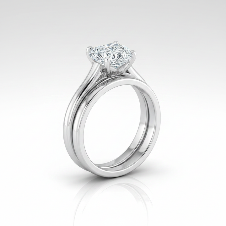 The Ellie Matching Wedding Band, Heart in Platinum | RockHer