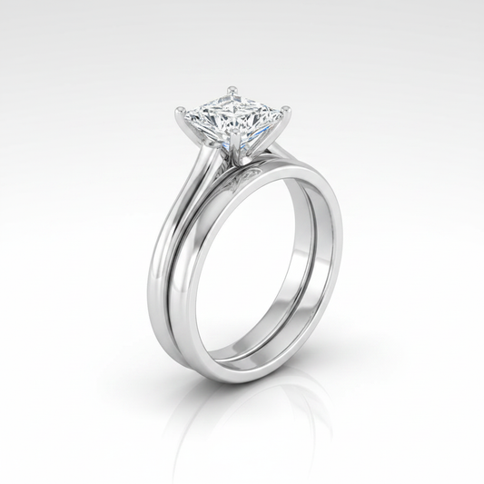 The Ellie Matching Wedding Band, Princess in Platinum