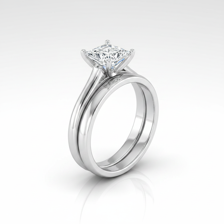 The Ellie Matching Wedding Band, Princess in Platinum | RockHer