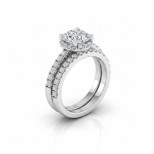 The Elliott Matching Wedding Band, Cushion in 18K White Gold