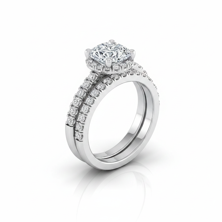 The Elliott Matching Wedding Band, Cushion in 18K White Gold | RockHer
