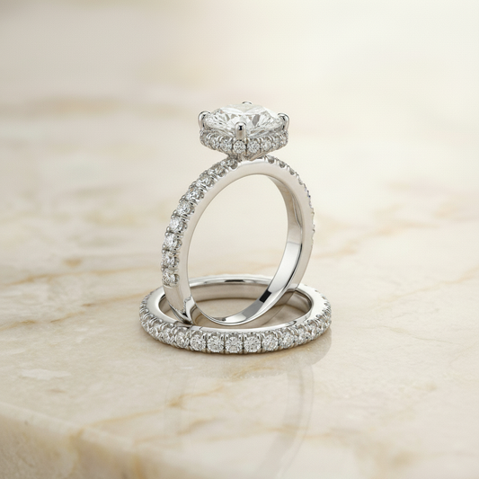 The Elliott Matching Wedding Band, Oval in Platinum