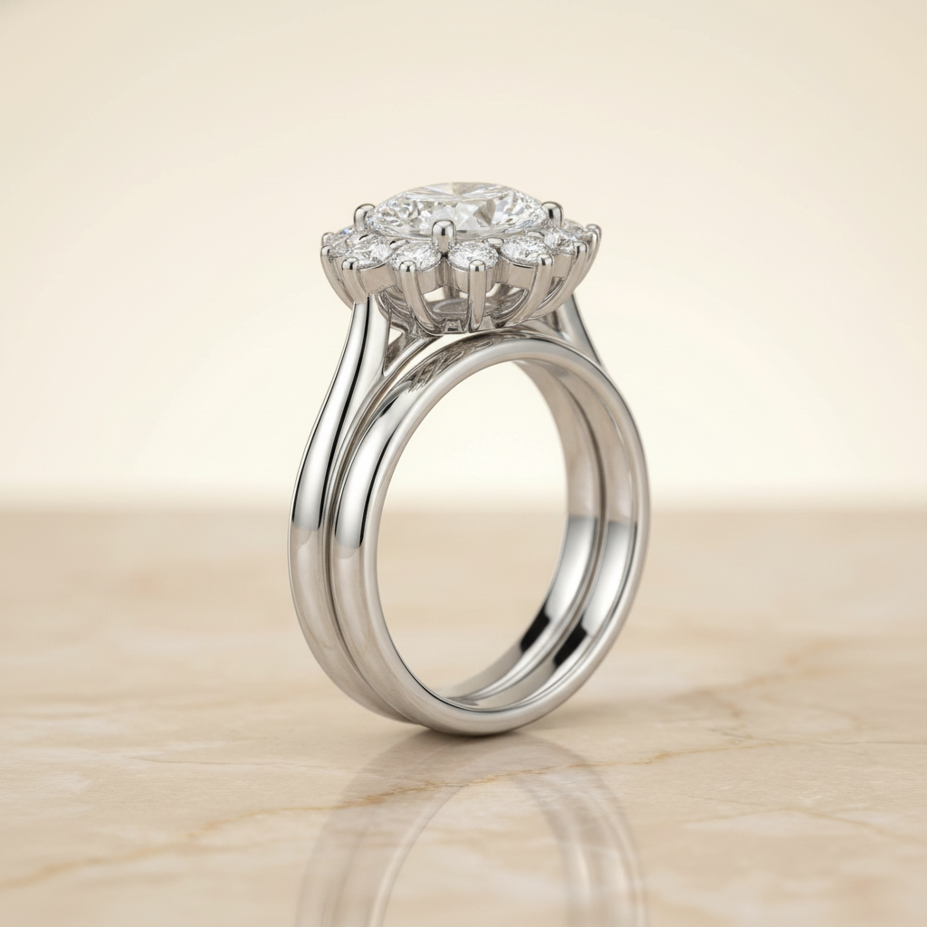The Eloise Matching Wedding Band, Oval in Platinum
