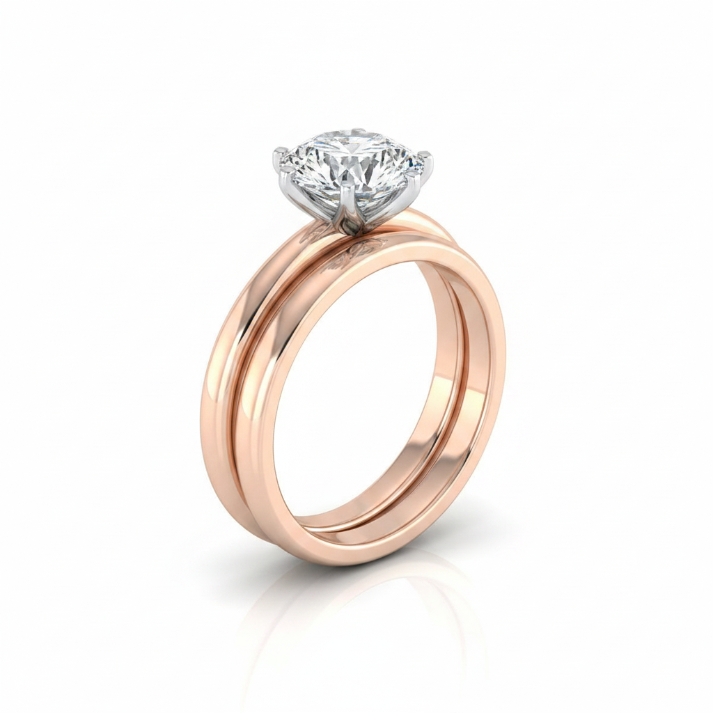 The Elsa Matching Wedding Band, Round in 14K Rose Gold