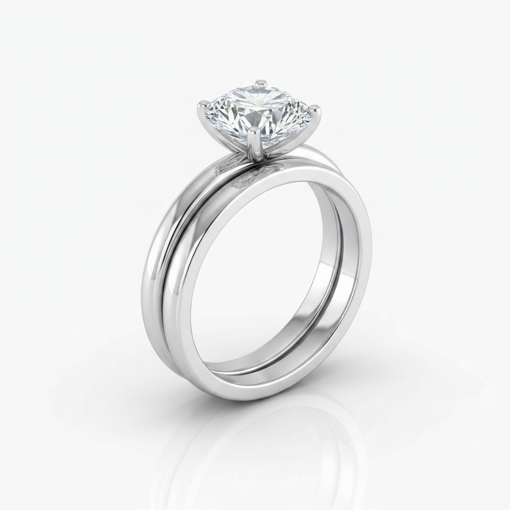 The Elsa Matching Wedding Band, Round in 18K White Gold