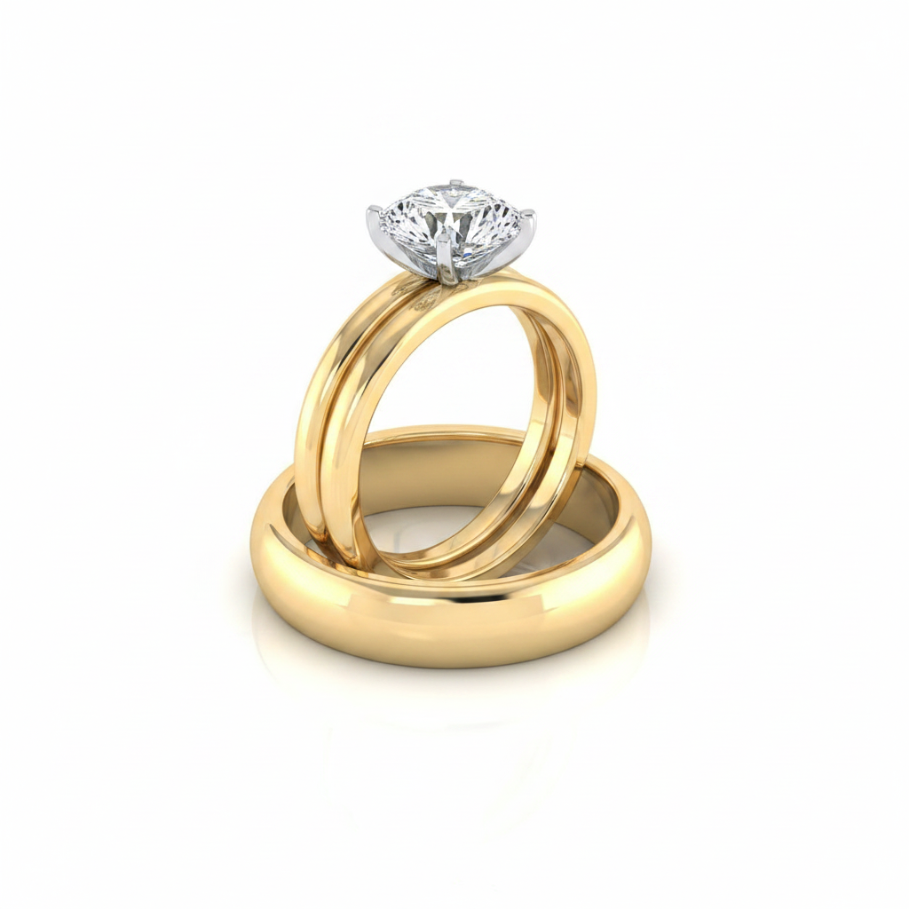 The Elsa Matching Wedding Band, Round in 18K Yellow Gold