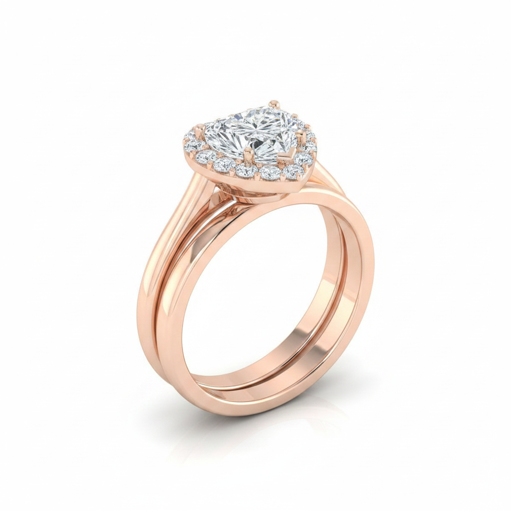 The Etta Matching Wedding Band, Heart in 14K Rose Gold