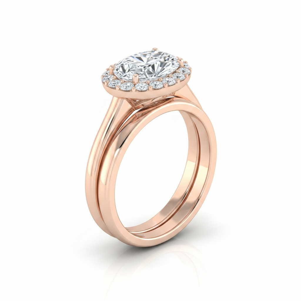 The Etta Matching Wedding Band, Oval in 14K Rose Gold